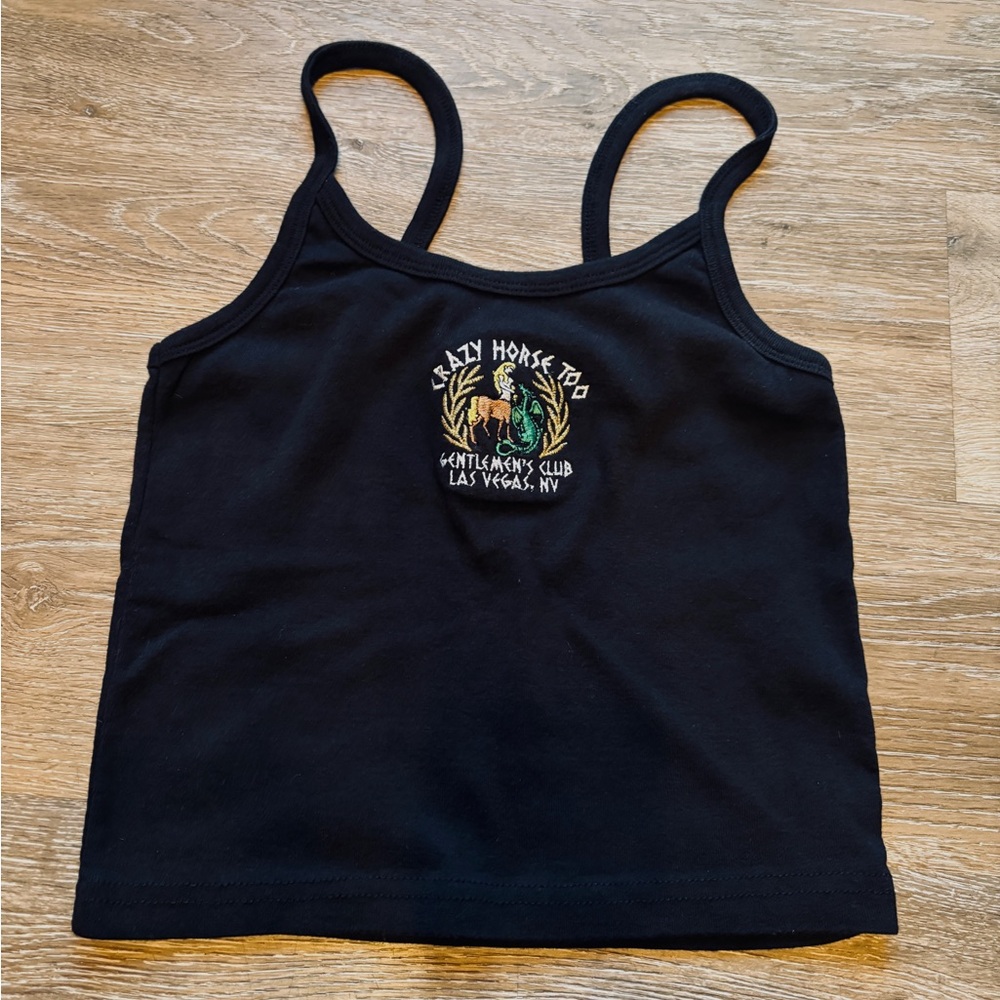 Vintage Y2K Tiny Black Las Vegas Club Cropped Camisole Tank Women's Sz Small